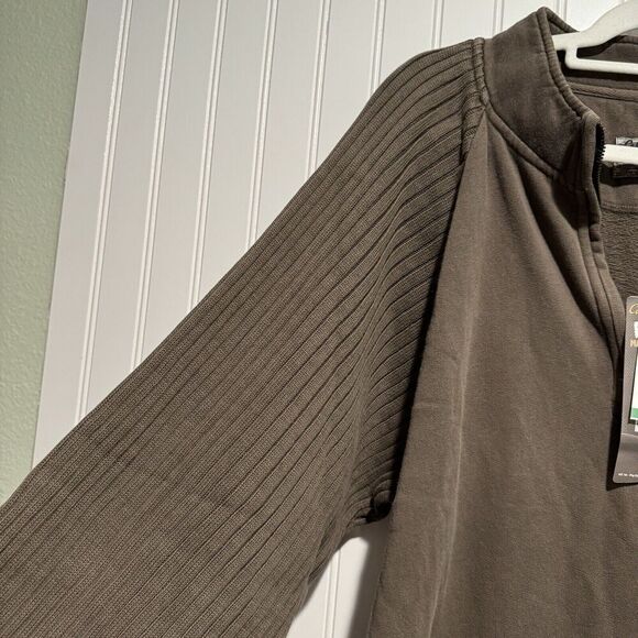 Cabelas Pathfinder Quarter Zip Sweater Ribbed Sleeves Oak Brown NEW Mens Large - Picture 2 of 7